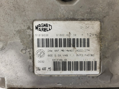 Fiat 600 ECU / IAW 4AF.M9 / 51819338 / HW407 / 61600.627.08 / MAGNETI MARELLI