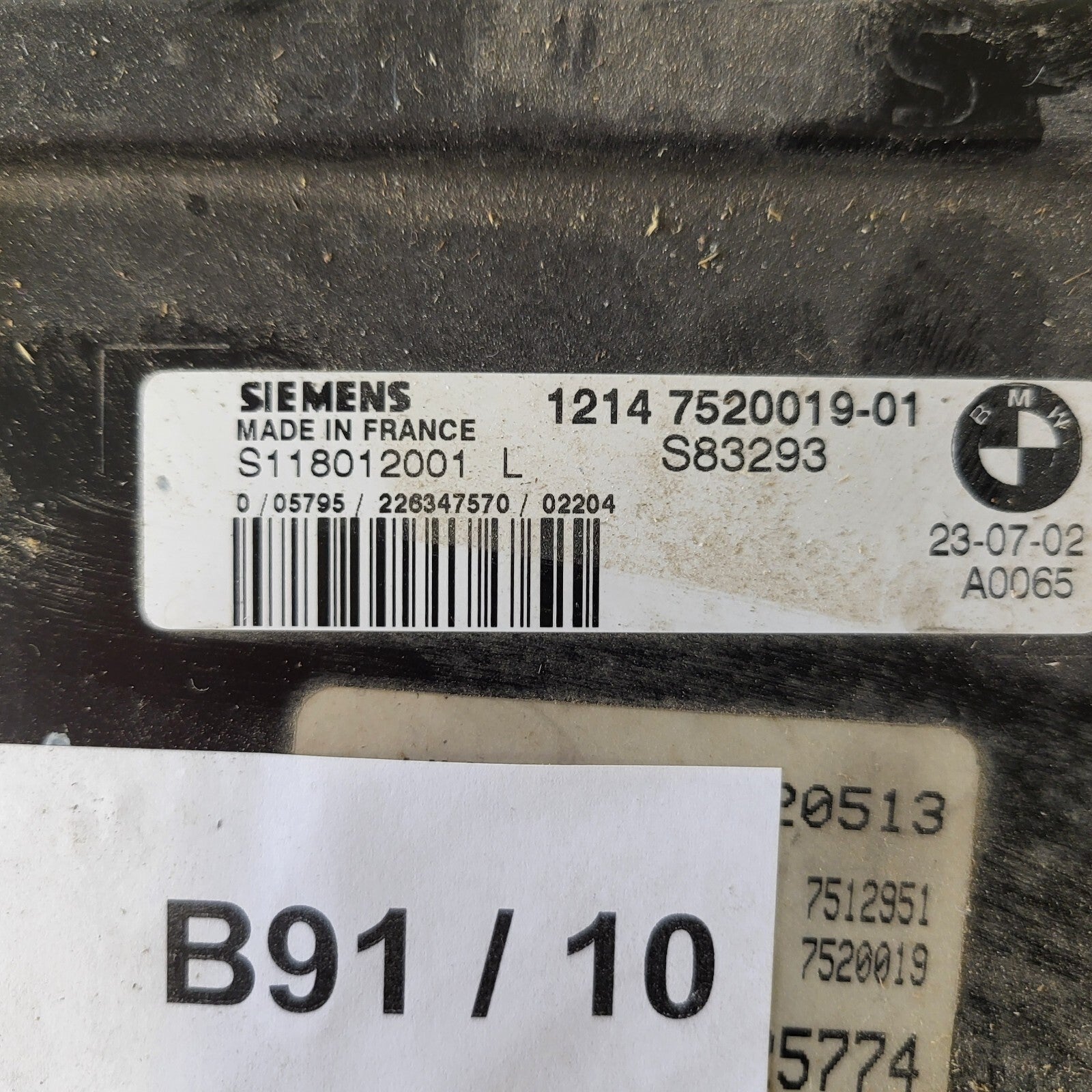 MINI COOPER 1.6 ECU / S118012001L / 1214752001901 / SIEMENS