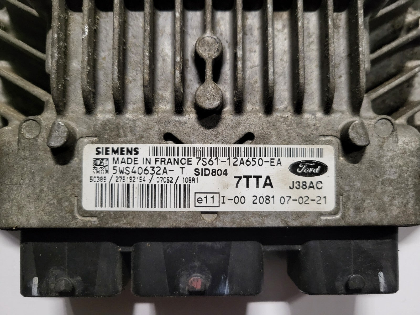 FORD FIESTA ECU / 7S61-12A650-EA / 5WS40632A-T / 7TTA / J38AC / SID804 / SIEMENS