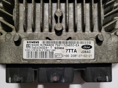 FORD FIESTA ECU / 7S61-12A650-EA / 5WS40632A-T / 7TTA / J38AC / SID804 / SIEMENS