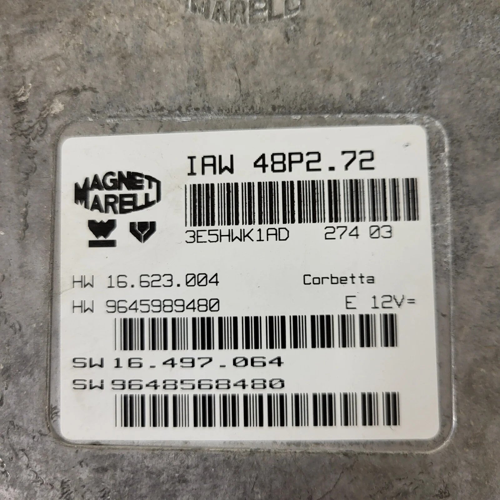 PEUGEOT CITROEN ECU / IAW 48P2.72 / SW 9648568480 / HW 9645989480 / MAGNETI MARE