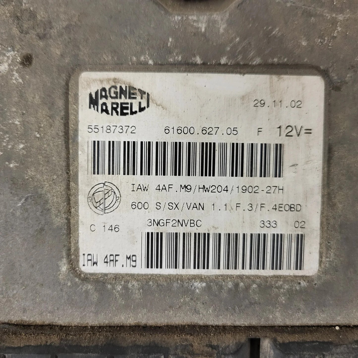 Fiat Seicento 600 ECU / 55187372 / IAW 4AF.M9 / 61600.627.05 / MAGNETI MARELLI