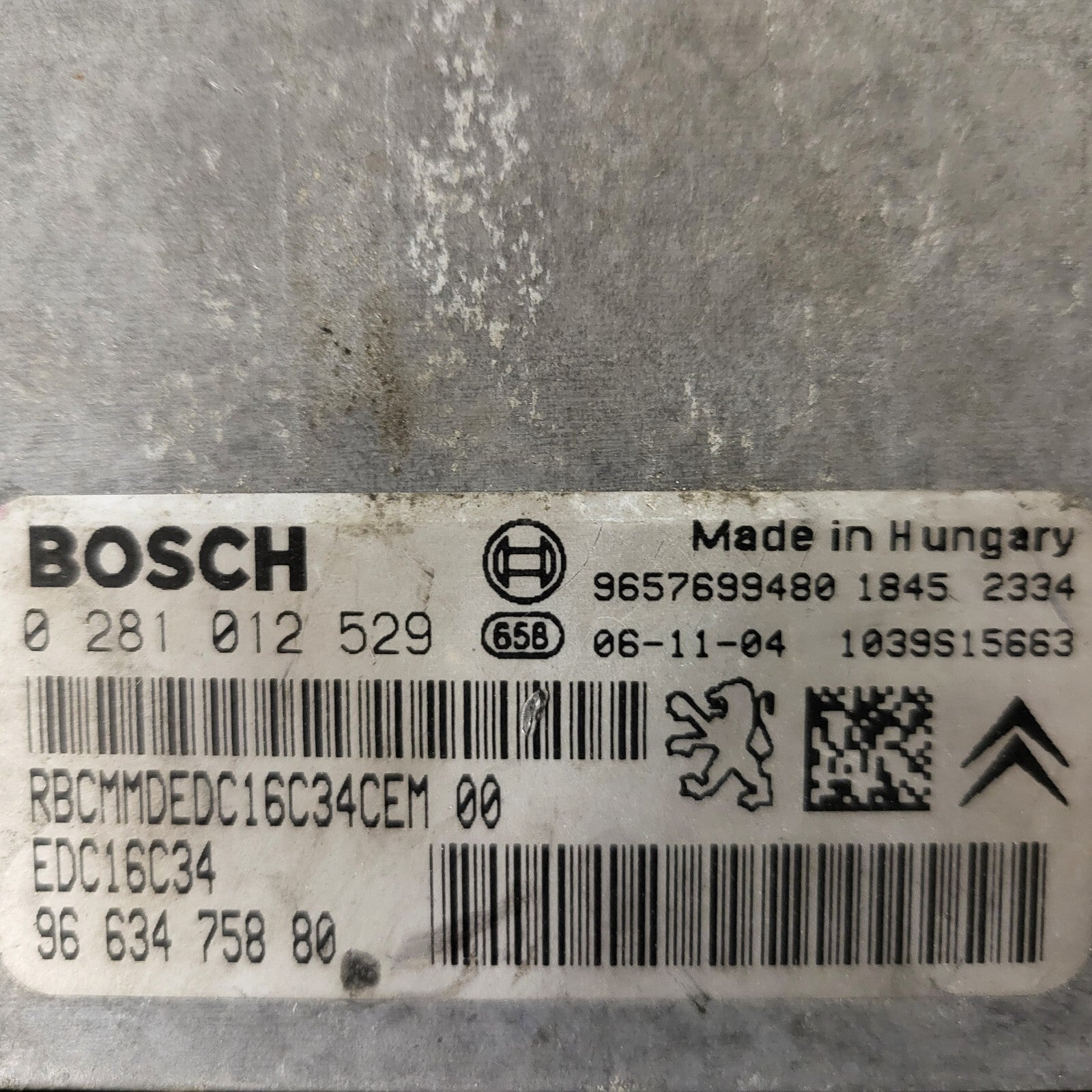 PEUGEOT CITROEN ECU / 0281012529 / 9663475880 / 9657699480 / EDC16C34 / BOSCH