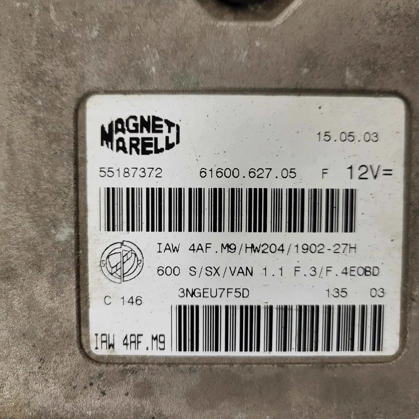 Fiat Seicento 600 ECU / 55187372 / IAW 4AF.M9 / 61600.627.05 / MAGNETI MARELLI