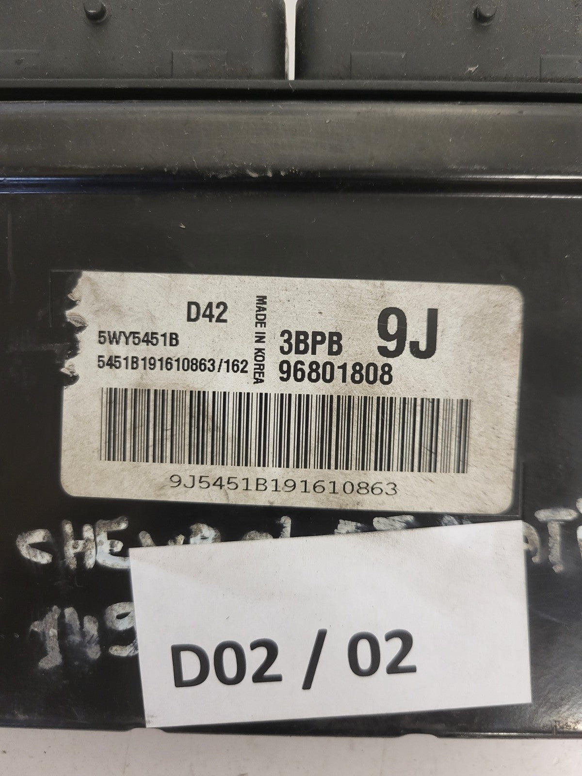 CHEVROLET MATIZ ECU / 96801808 / 5WY5451B / 3BPB / 9J / D42 / DAEWOO