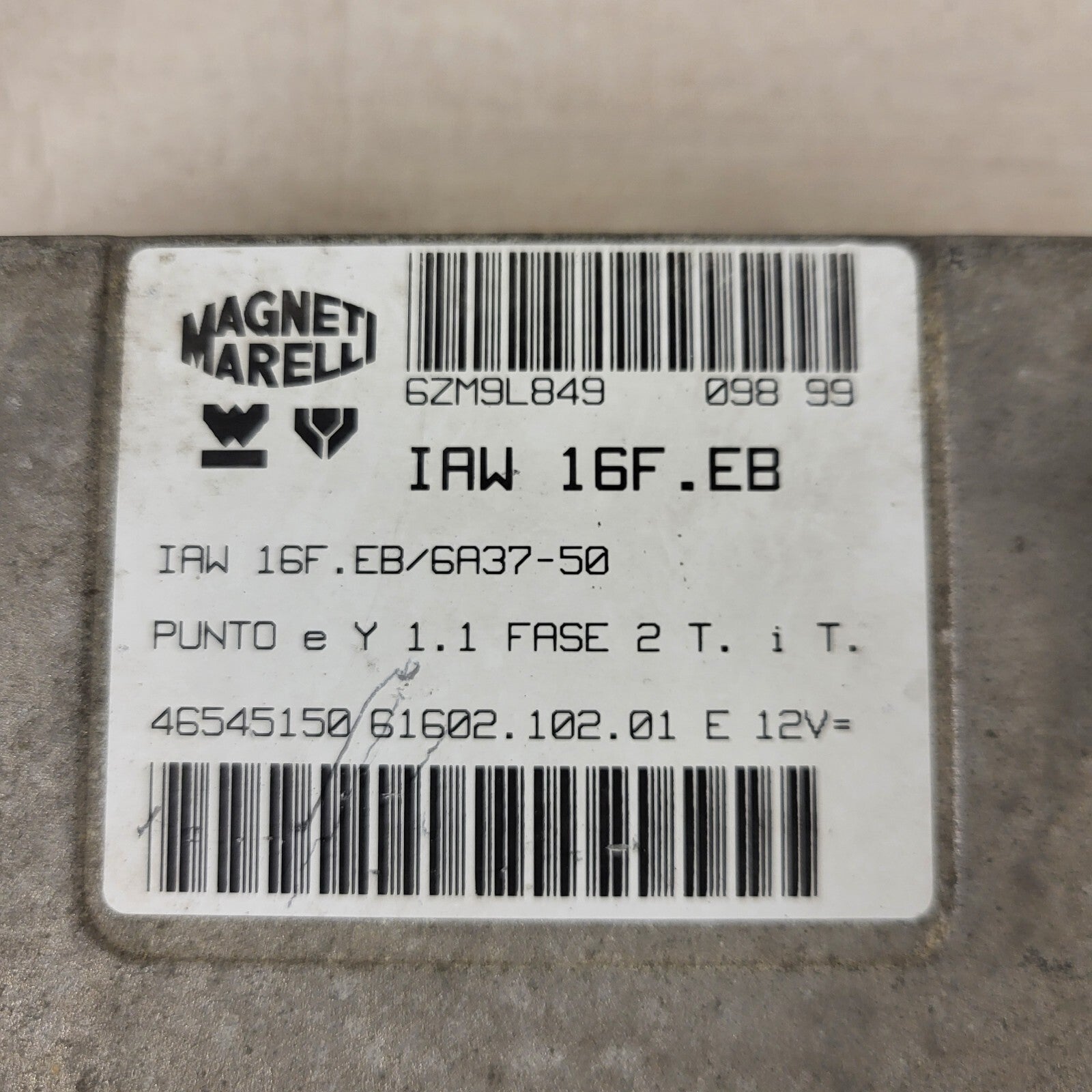 FIAT PUNTO LANCIA Y ECU / IAW 16F.EB / 46545150 / 61602.102.01 / MAGNETI MARELLI