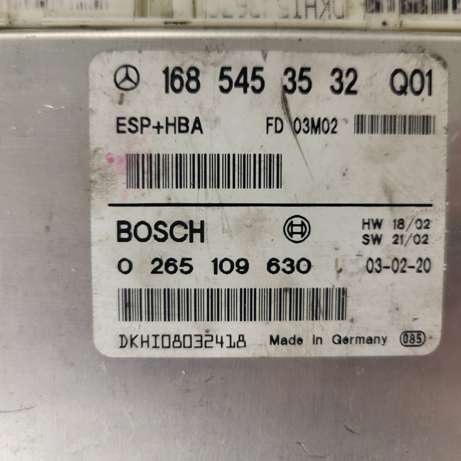 MERCEDES-BENZ A CLASS W168 ESP ECU / 1685453532 / 0265109630 / BOSCH ESP+HBA