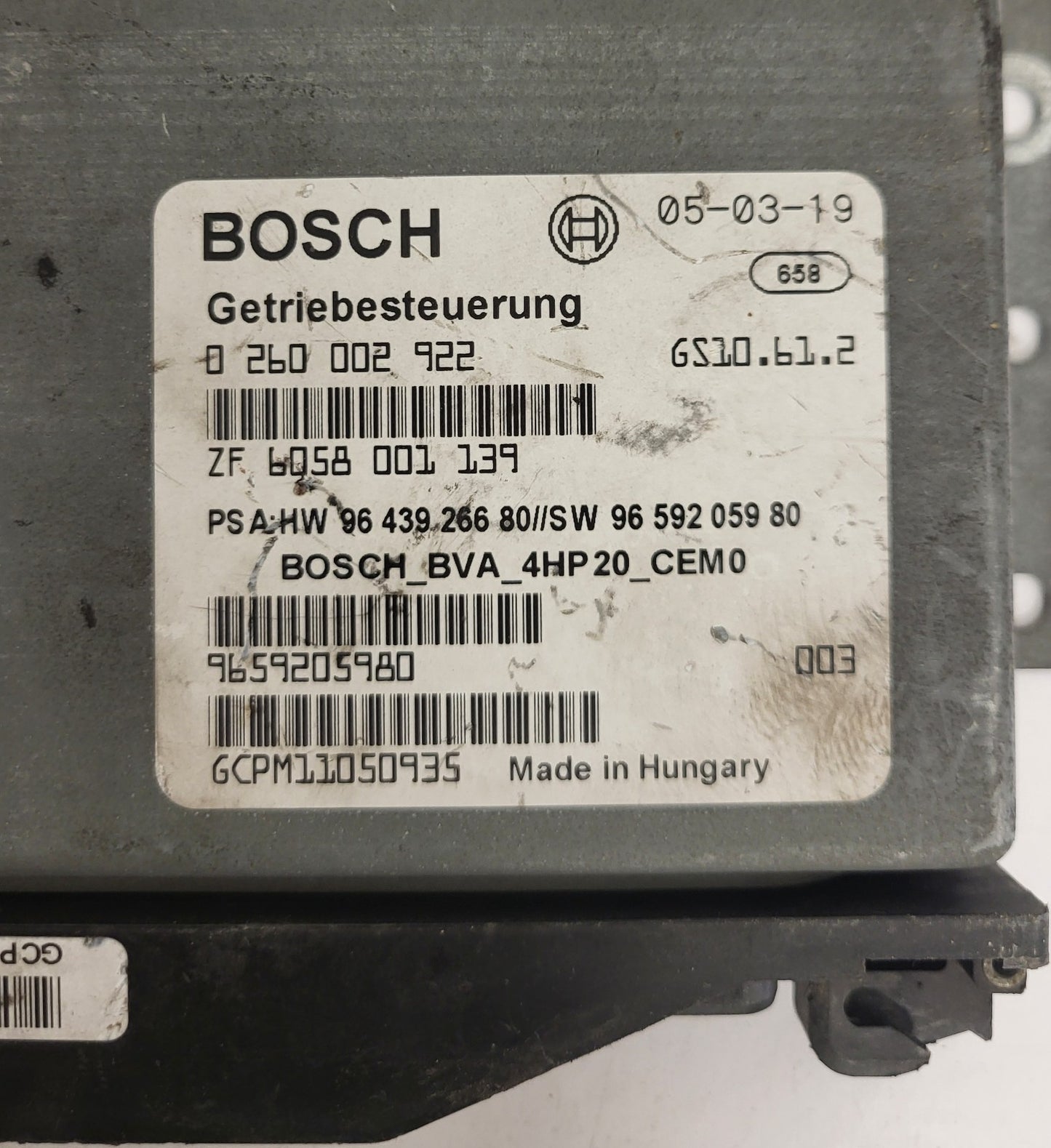 PEUGEOT 407 GEARBOX CAMBIO ECU / 0260002922 / 6058001139 / 9659205980