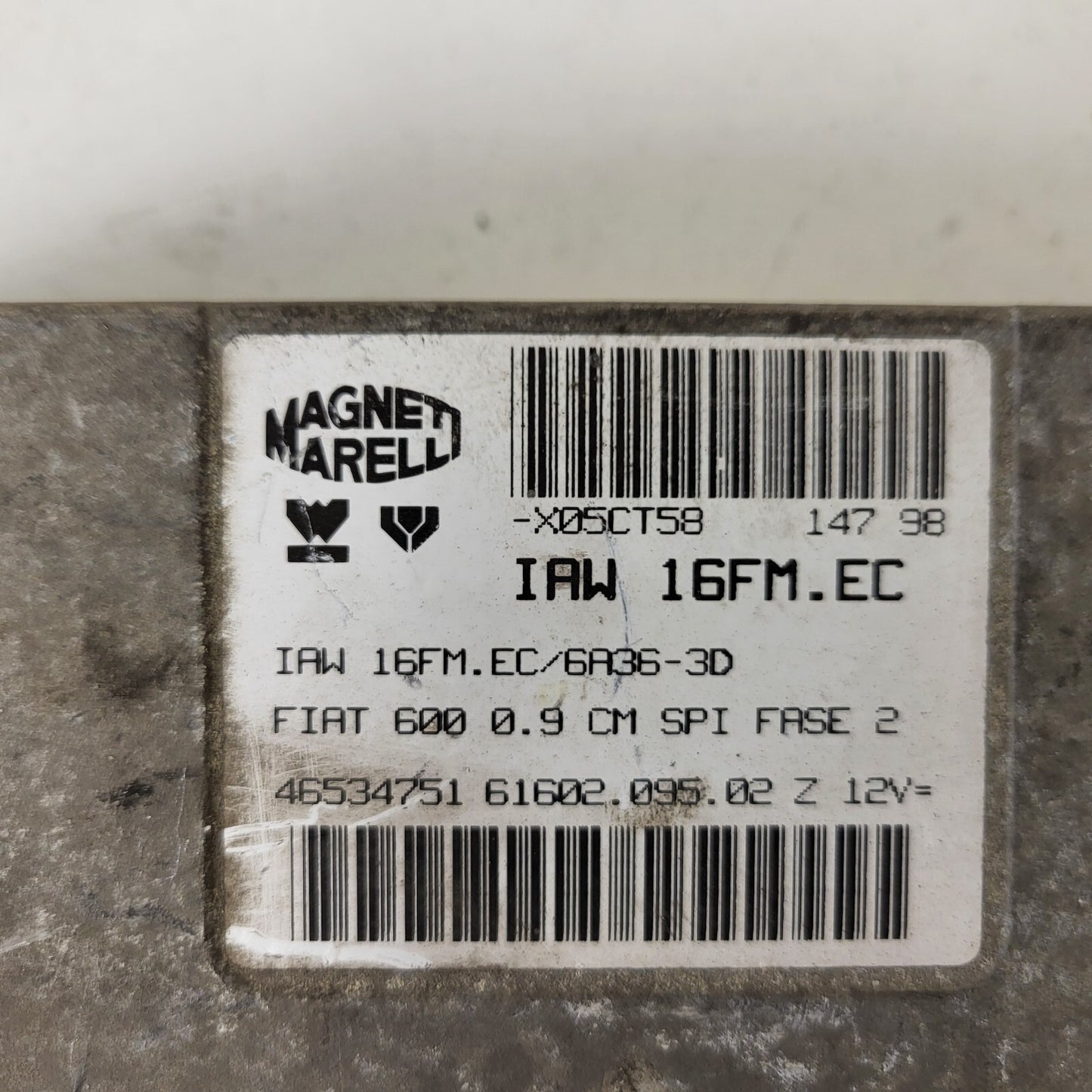 Fiat 600 0.9 ECU / IAW 16FM.EC / 46534751 / 61602.095.02 / MAGNETI MARELLI 