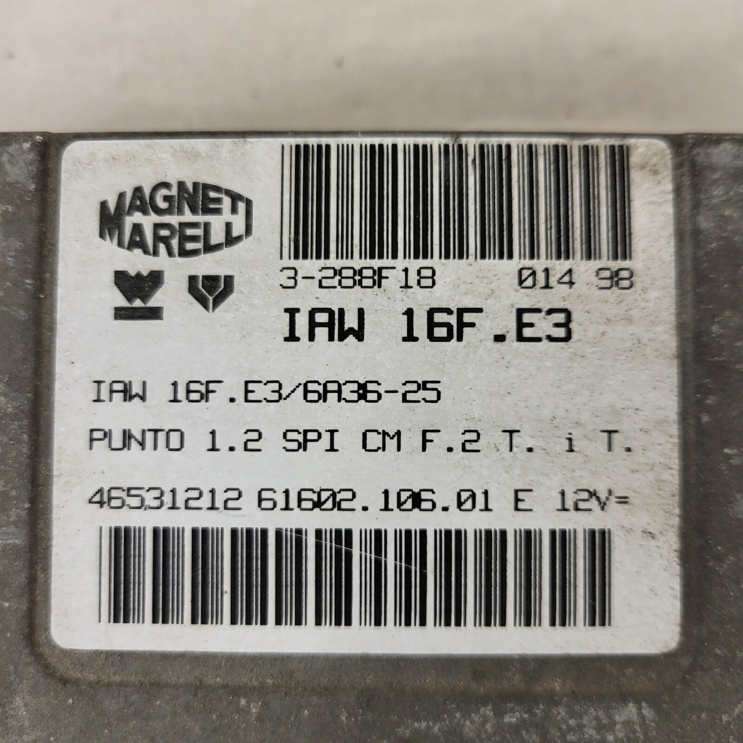 FIAT PUNTO 1.2 ECU / 16F.E3 / 46531212 / 61602.106.01 / MAGNETI MARELLI