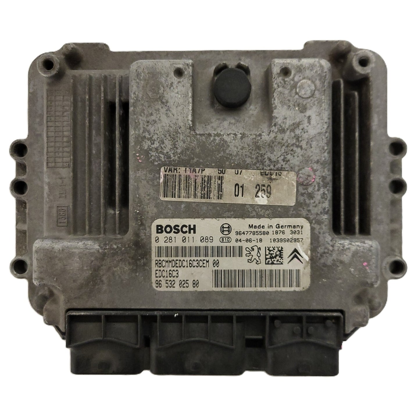 PEUGEOT 206 ECU / 0281011089 / EDC16C3 / 9653202580 / 9647785580 / BOSCH