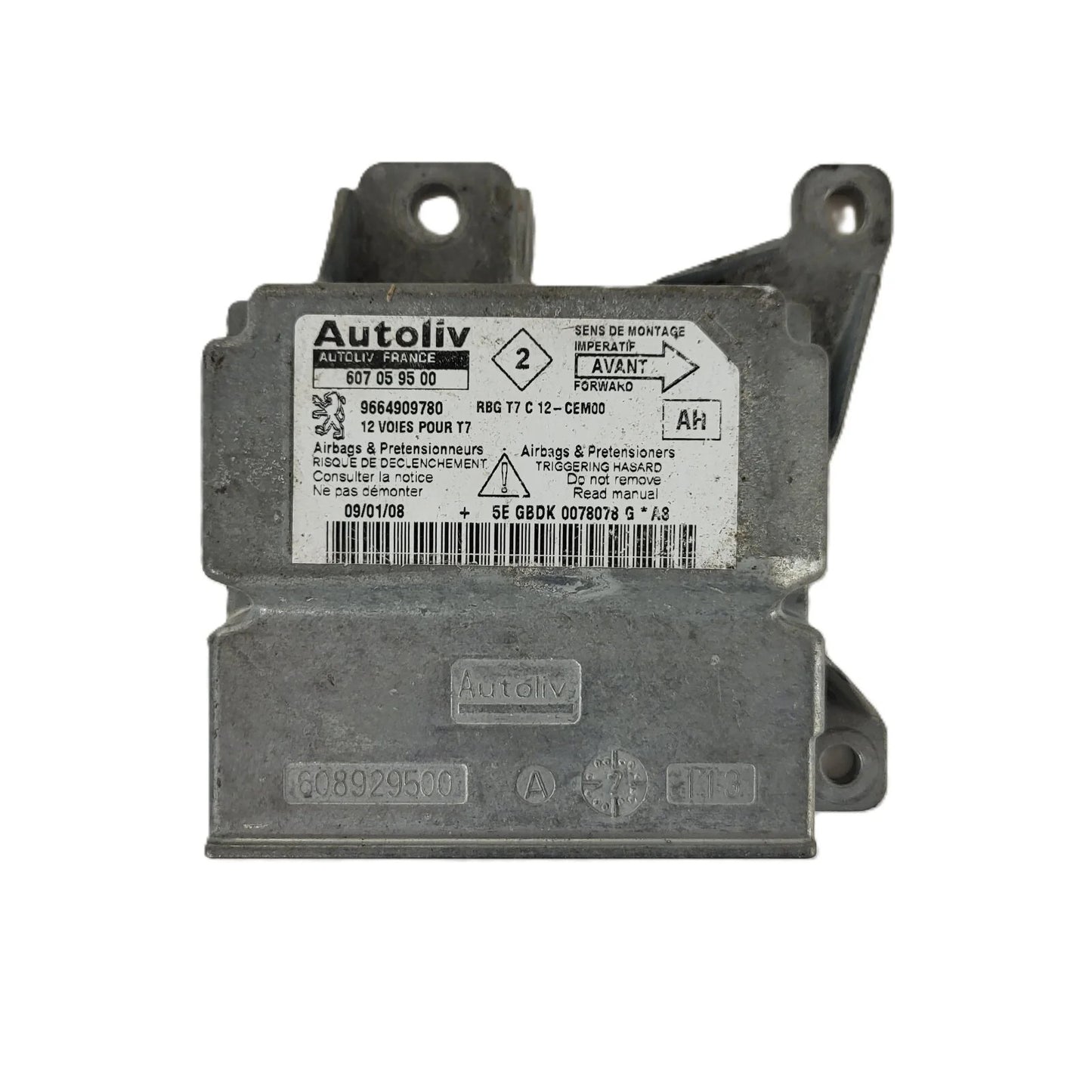 PEUGEOT 308 AIRBAG ECU / 607059500 / 9664909780 / AUTOLIV
