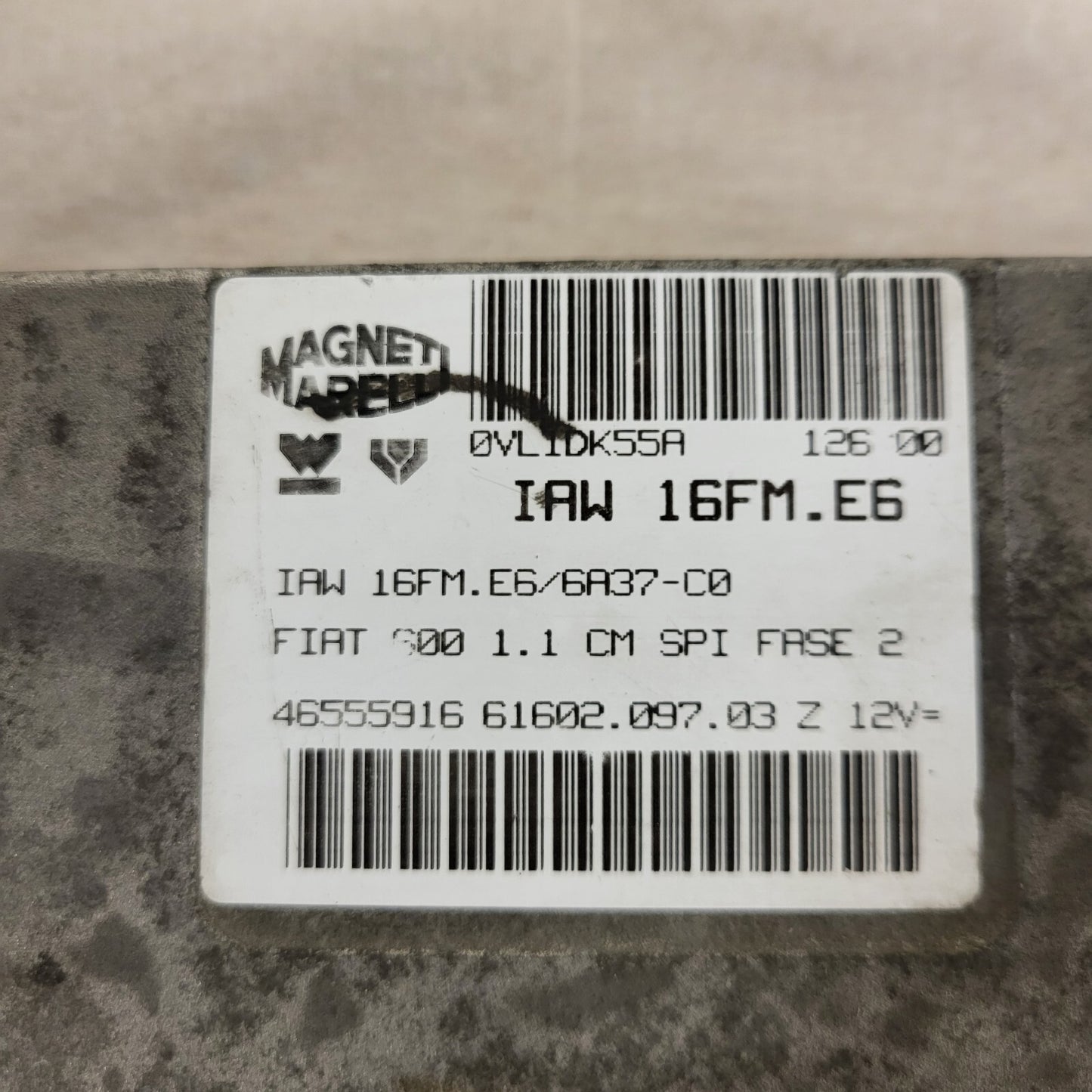 FIAT 600 1.1 ECU / IAW 16FM.E6 / 46555916 / 61602.097.03 / MAGNETI MARELLI