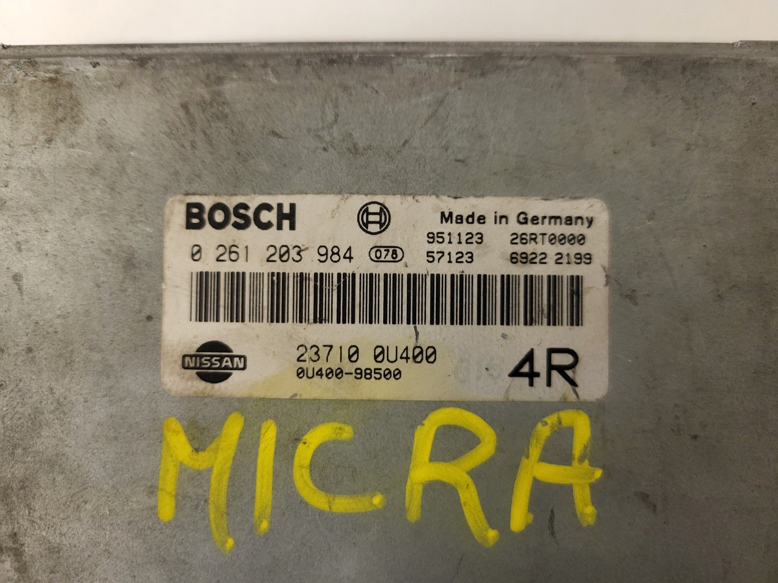 NISSAN MICRA ECU / 0261203984 / 23710 0U400 / 74B00-0U400 / 4R / BOSCH