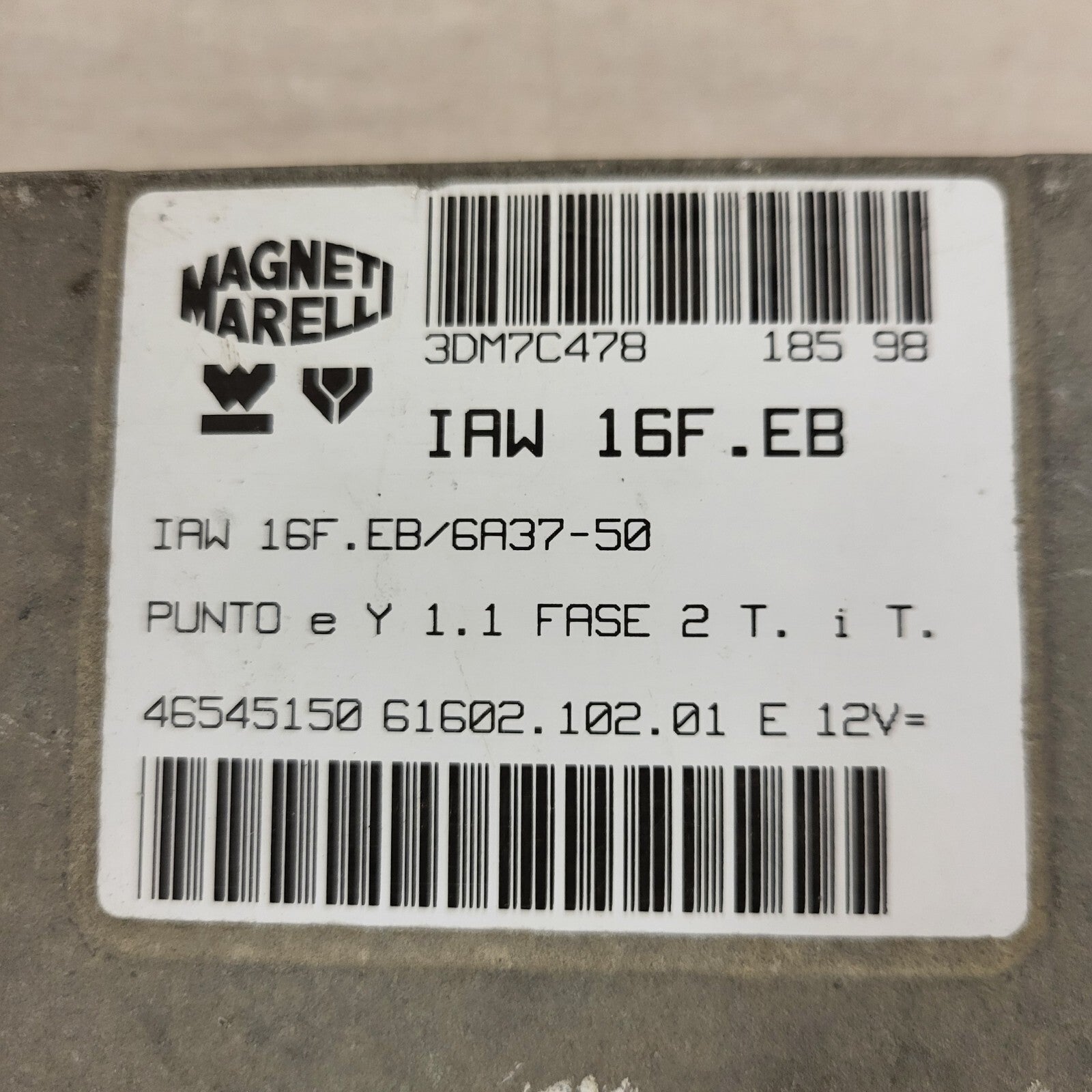 FIAT PUNTO LANCIA Y ECU / IAW 16F.EB / 46545150 / 61602.102.01 / MAGNETI MARELLI
