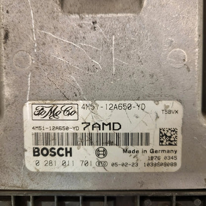 Ford ECU / 4M51-12A650-YD / 0281011701 / 7AMD / BOSCH