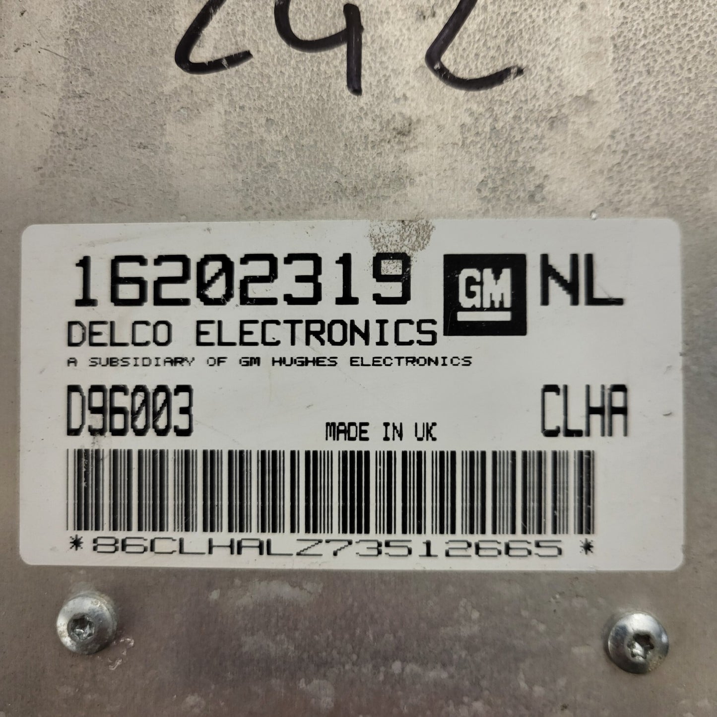 Opel ECU / 16202319 / CLHA / D96003 / DELCO