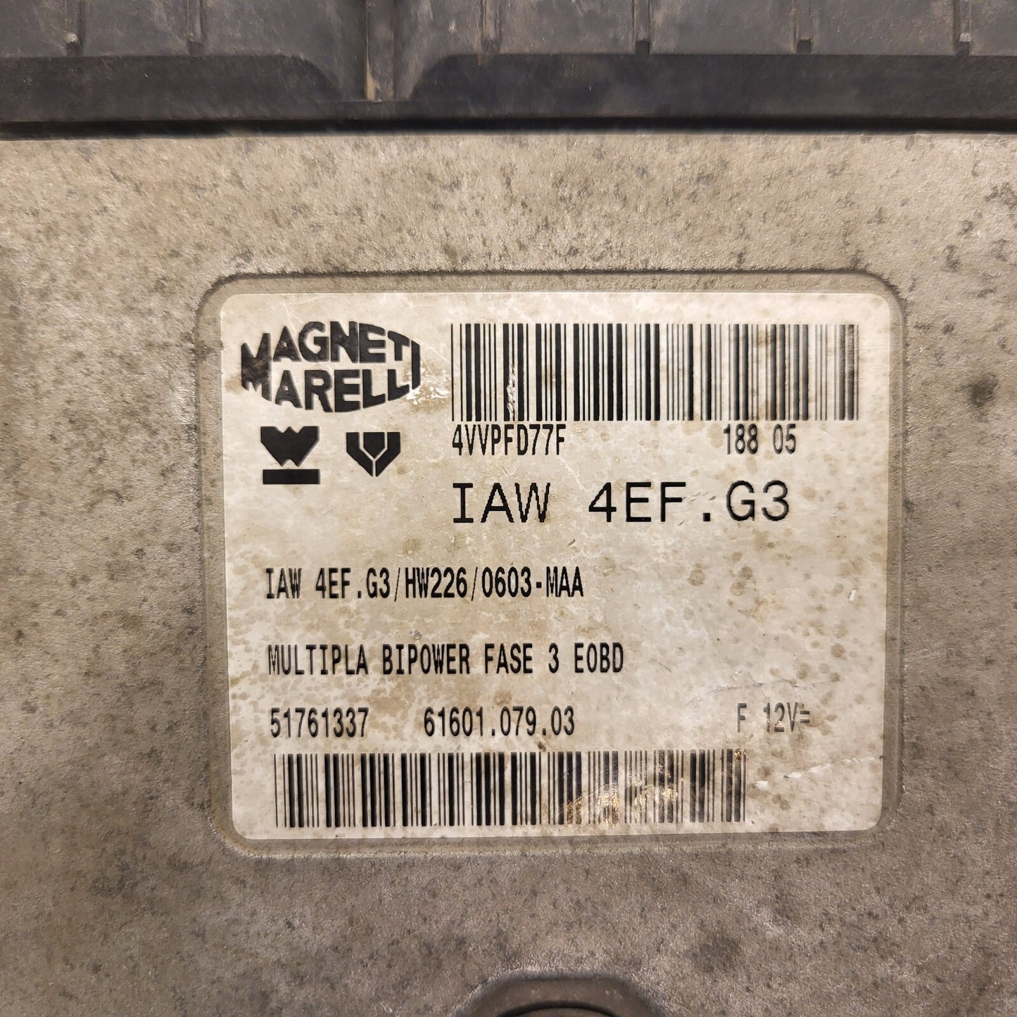 FIAT MULTIPLA 1.6 ECU / 51761337 / IAW 4EF.G3 / HW226 / MAGNETI MARELLI