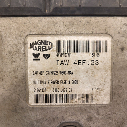 FIAT MULTIPLA 1.6 ECU / 51761337 / IAW 4EF.G3 / HW226 / MAGNETI MARELLI