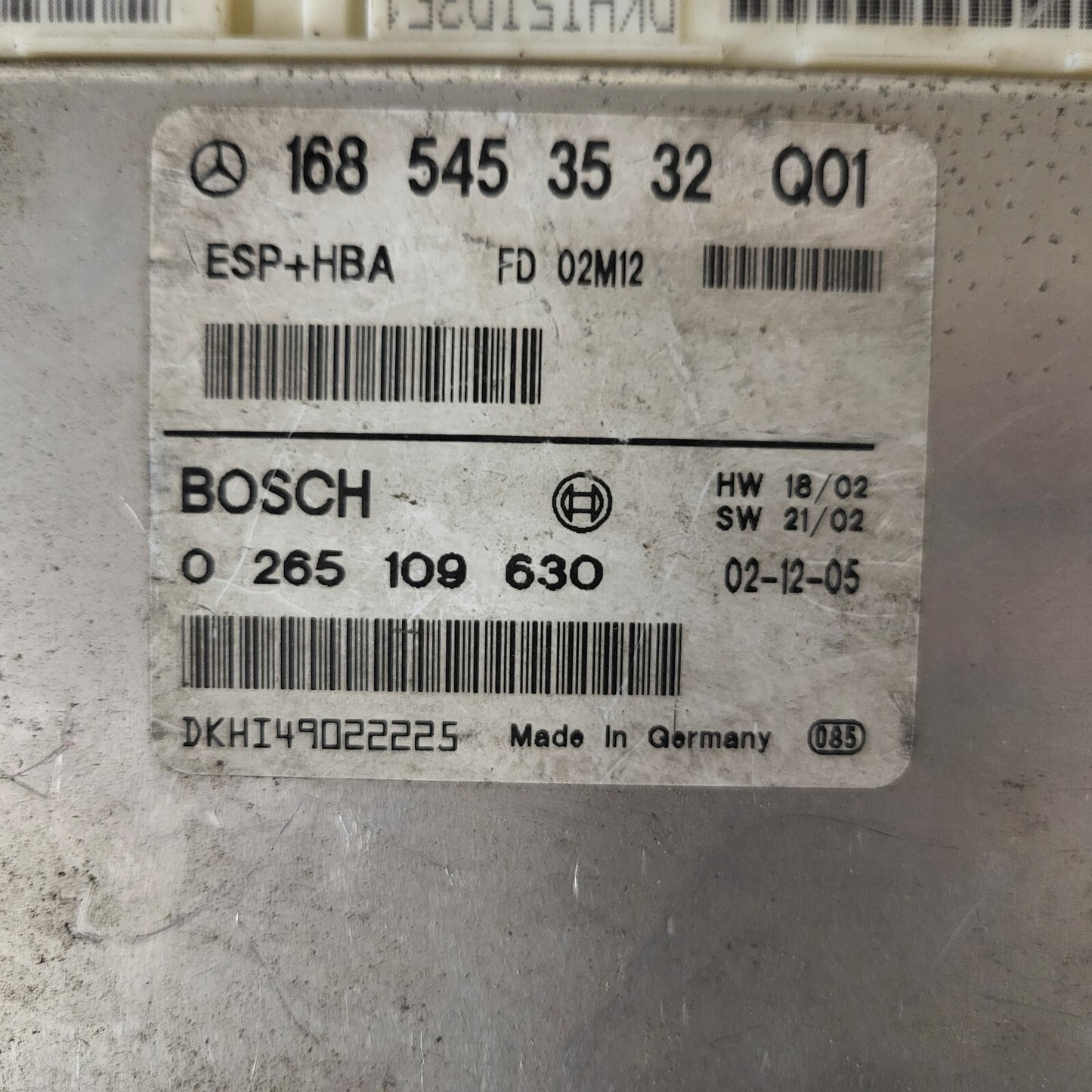 MERCEDES-BENZ A CLASS W168 ESP ECU / 1685453532 / 0265109630 / BOSCH ESP+HBA