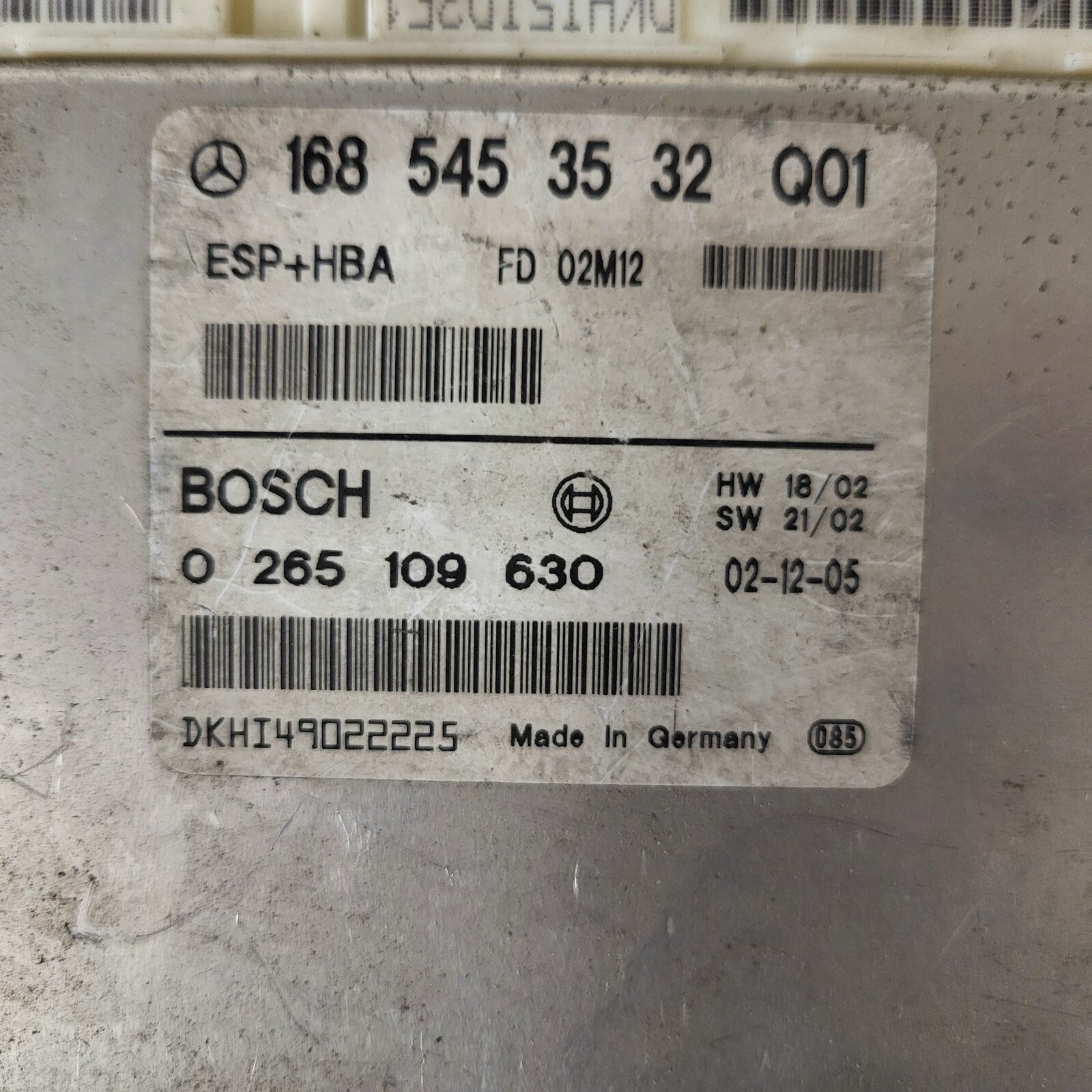 MERCEDES-BENZ A CLASS W168 ESP ECU / 1685453532 / 0265109630 / BOSCH ESP+HBA