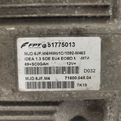 Fiat Idea 1.3 ECU / 51775013 / MJD 6JF.M4 / HW01C / 71600.045.04 / MAGNETI MAREL