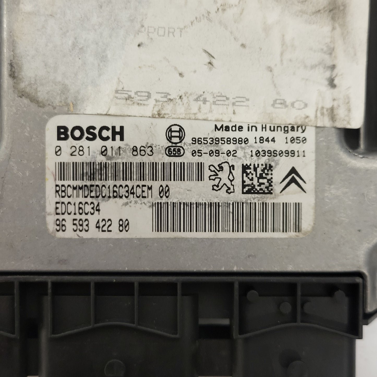 Peugeot Citroen ECU / 0281011863 / 9659342280 / EDC16C34 / 9653958980