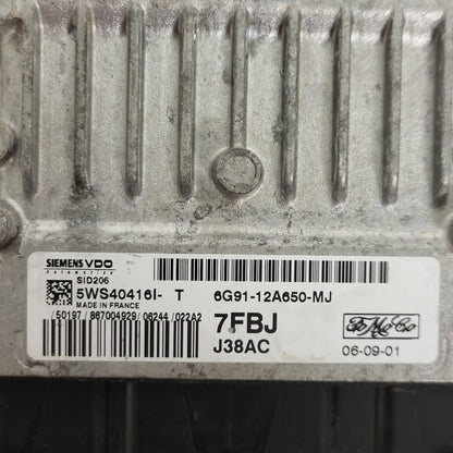 FORD S-MAX ECU / 6G91-12A650-MJ / 5WS404161-T / SID206 / 7FBJ / SIEMENS - B02-01 - 2