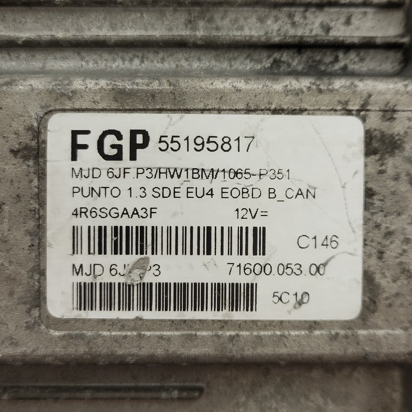 Fiat Punto ECU / MJD 6JF.P3 / 55195817 / HW01BM / 71600.053.00 / MAGNETI MARELLI