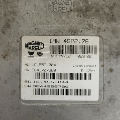 PEUGEOT 206 ECU / IAW 48P2.76 / 9643707380 / 9644925780 / MAGNETI MARELLI