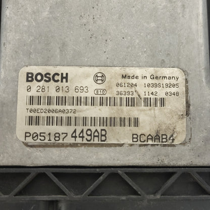 DODGE CALIBER 2.0 CRD ECU / 0281013693 / P05187 449AB /  T00ED2006A0372 / BOSCH - B03-13 - 2