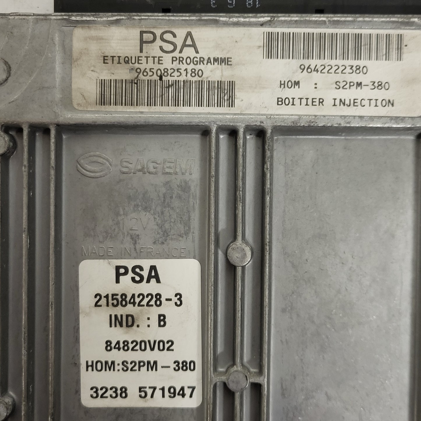 PEUGEOT CITROEN ECU / 21584228-3 / 9650825180 / 9642222380 / S2PM-380 / SAGEM