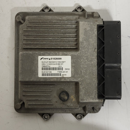 FIAT IDEA ECU / 51826699 / MJD 6JF.M4 / HW01C / 71600.231.01 / MAGNETI MARELLI