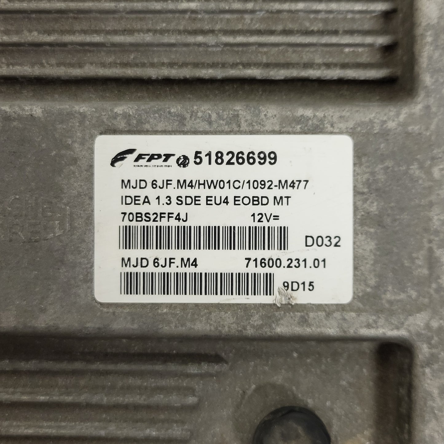 FIAT IDEA ECU / 51826699 / MJD 6JF.M4 / HW01C / 71600.231.01 / MAGNETI MARELLI