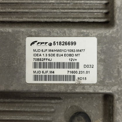 FIAT IDEA ECU / 51826699 / MJD 6JF.M4 / HW01C / 71600.231.01 / MAGNETI MARELLI