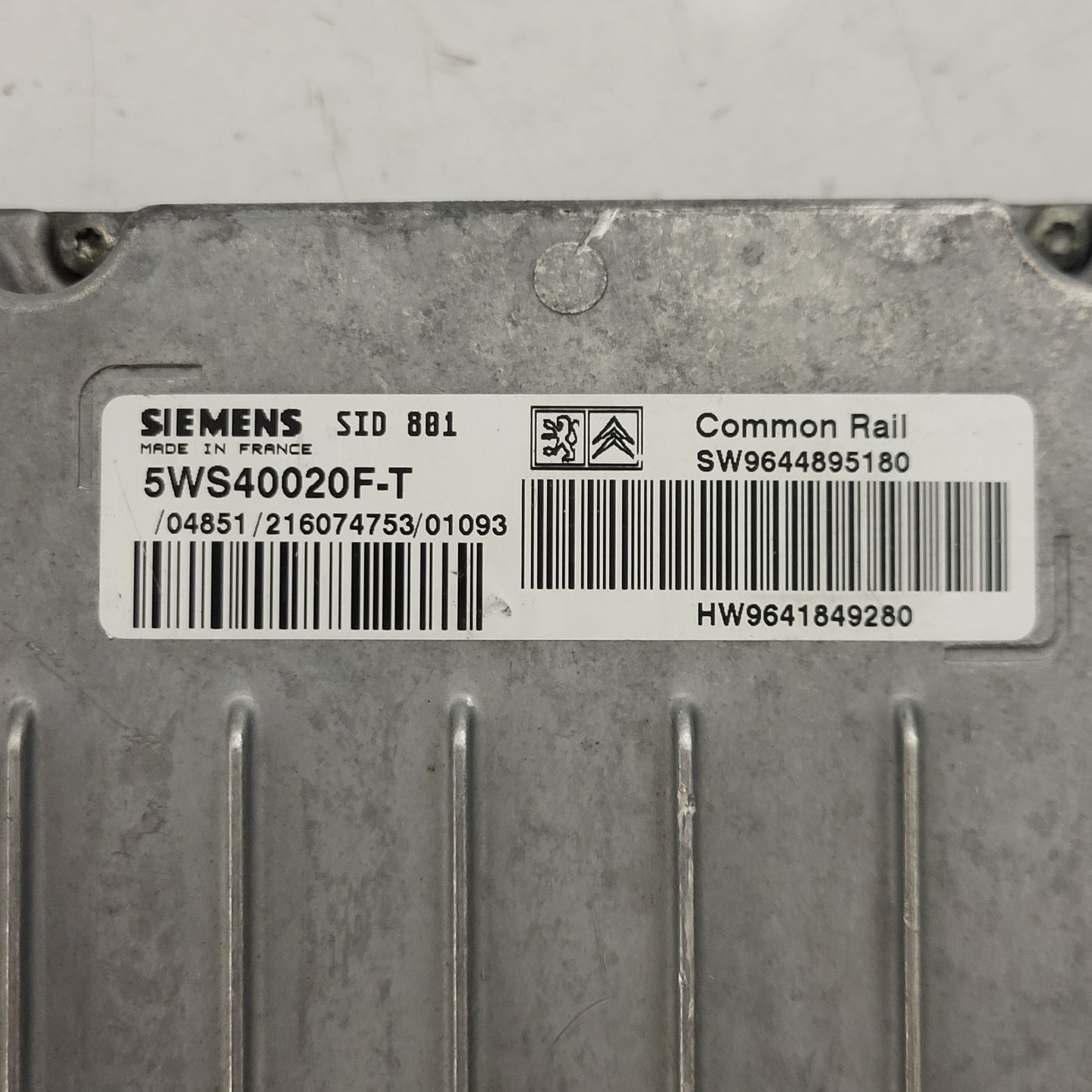 PEUGEOT CITROEN ECU / 5WS40020F-T / SW9644895180 / HW9641849280 / SID801