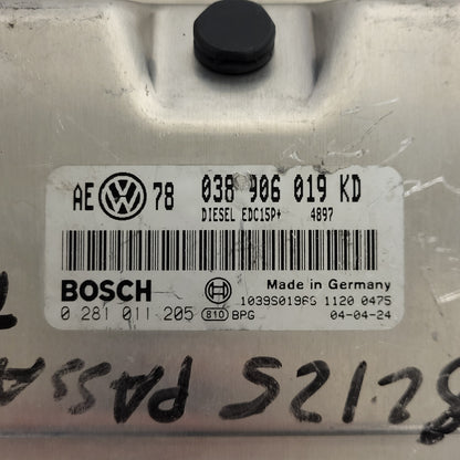 VW PASSAT B5 ECU / 038906019KD / 0281011205 / EDC15P+ / BOSCH
