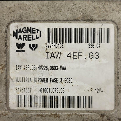 FIAT MULTIPLA ECU IAW 4EF.G3 / 51761337 / 61601 079.03 / HW226 / MAGNETI MARELLI