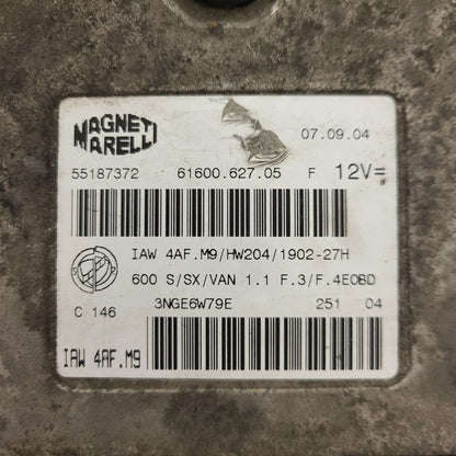 Fiat Seicento 600 ECU / 55187372 / IAW 4AF.M9 / 61600.627.05 / HW204 / MAGNETI M