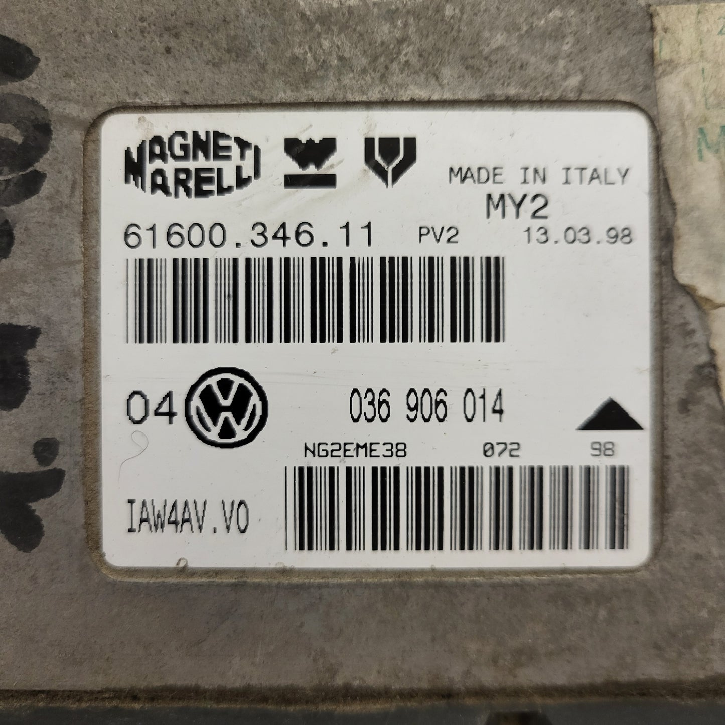 VW GOLF 4 ECU / 036906014 / 61600.346.11 / IAW 4AV.V0 / MAGNETI MARELLI