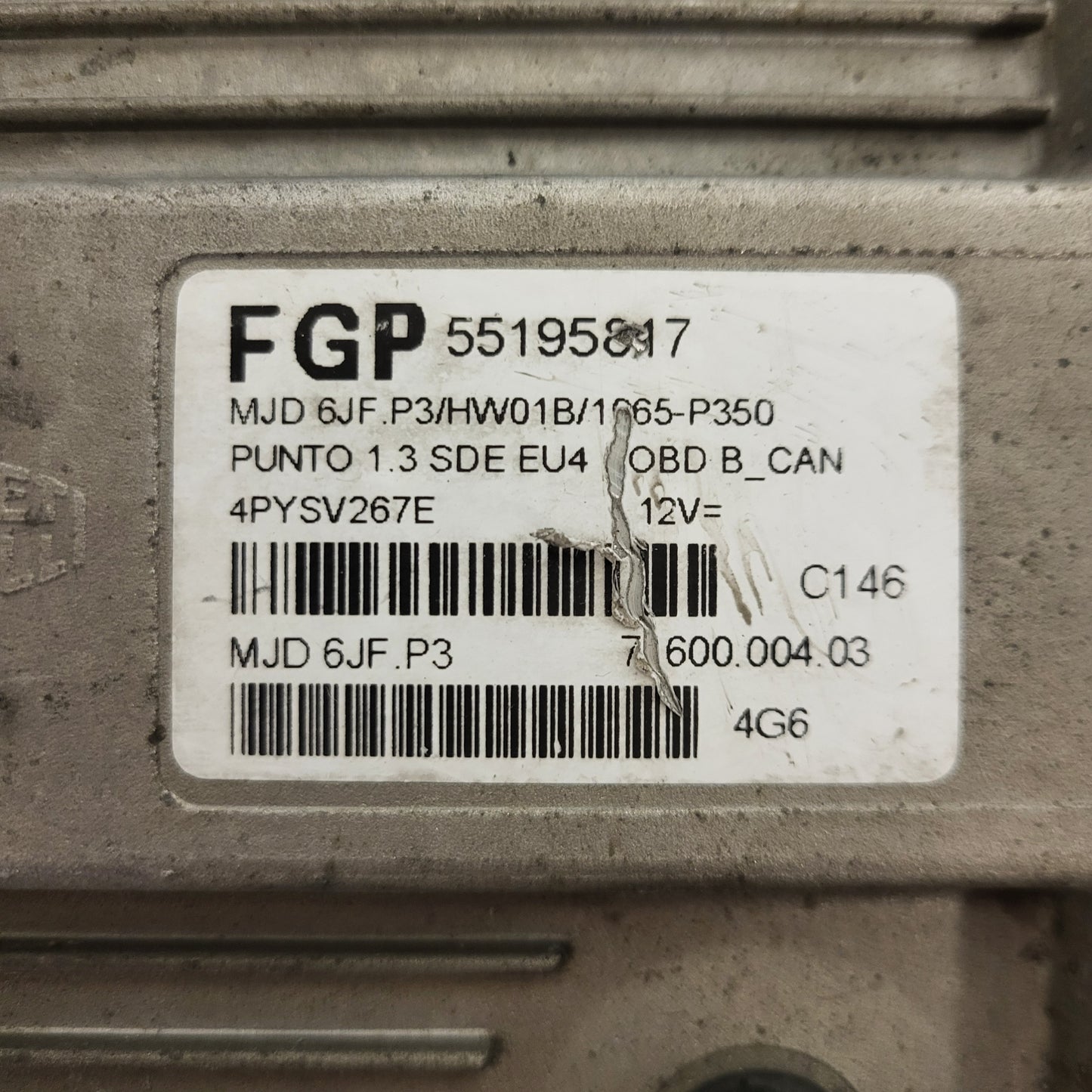 FIAT PUNTO ECU / MJD 6JF.P3 / 55195817 / HW1B / 71600.004.03 / MAGNETI MARELLI