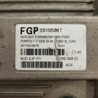 FIAT PUNTO ECU / MJD 6JF.P3 / 55195817 / HW1B / 71600.004.03 / MAGNETI MARELLI