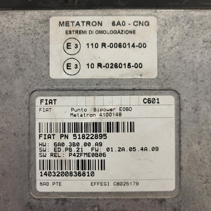 FIAT PUNTO 2 188 1.2 ECU / 51822895 / 4100148 / 6A0.3B0.00.A9 / C601