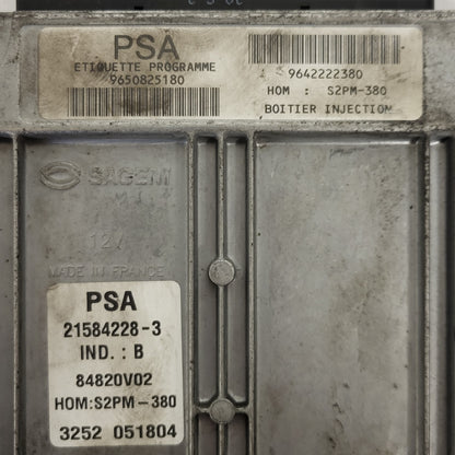 PEUGEOT CITROEN ECU / 21584228-3 / 9650825180 / 9642222380 / S2PM-380 / SAGEM