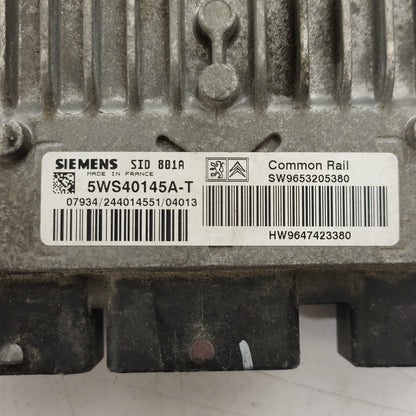 PEUGEOT 307 ECU / 5WS40145A-T / SID801A  / SW9653205380 / HW9647423380