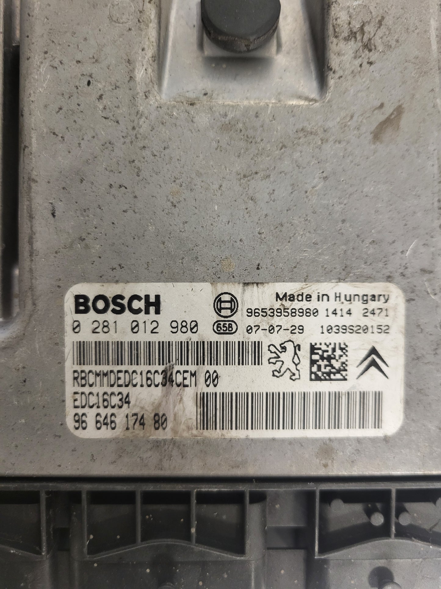 CITROEN C4 PICASSO 1.6 HDI ECU / 0281012980 / EDC16C34 / 9664617480 / BOSCH