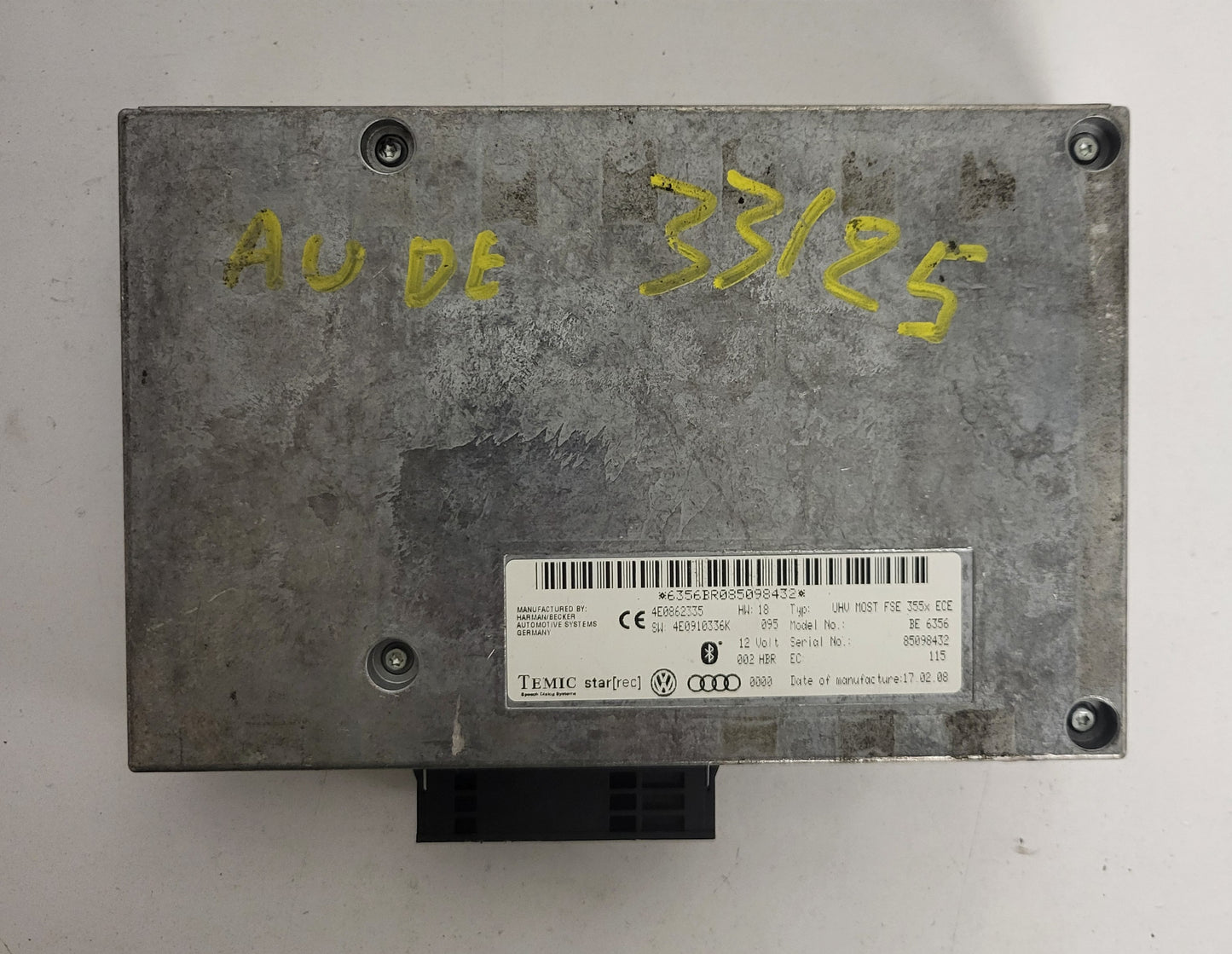 AUDI BLUETOOTH MODULE ECU / 4E0862335 / TEMIC