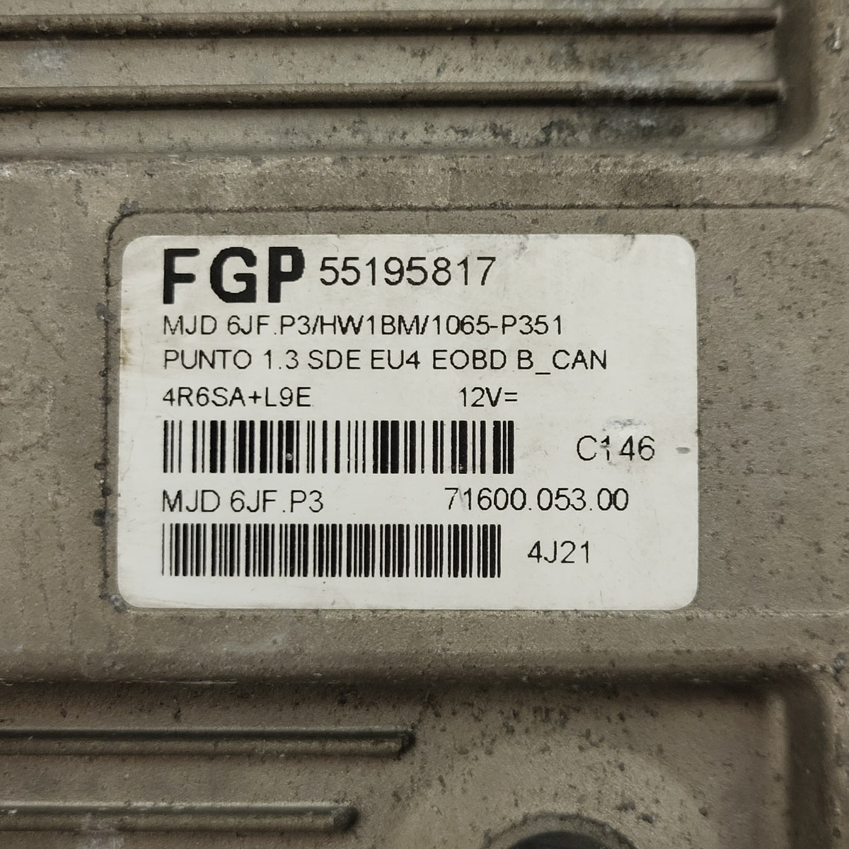 Fiat Punto ECU / MJD 6JF.P3 / 55195817 / HW01BM / 71600.053.00 / MAGNETI MARELLI - B11-04 - 2