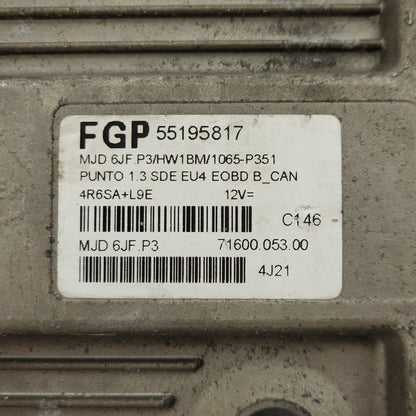 Fiat Punto ECU / MJD 6JF.P3 / 55195817 / HW01BM / 71600.053.00 / MAGNETI MARELLI - B11-04 - 2