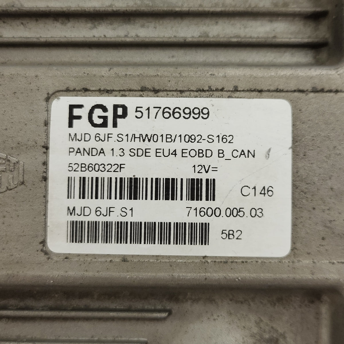 FIAT PANDA 1.3 ECU / 51766999 / MJD 6JF.S1 / HW01B / 71600.005.03 / MAGNETI - B11-07 - 2